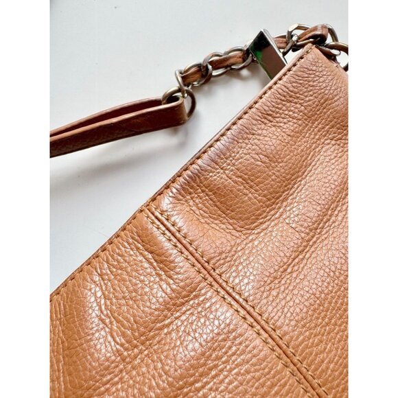 DANIER Brown Leather North South Zipper Crossbody Purse - Picture 5 of 15